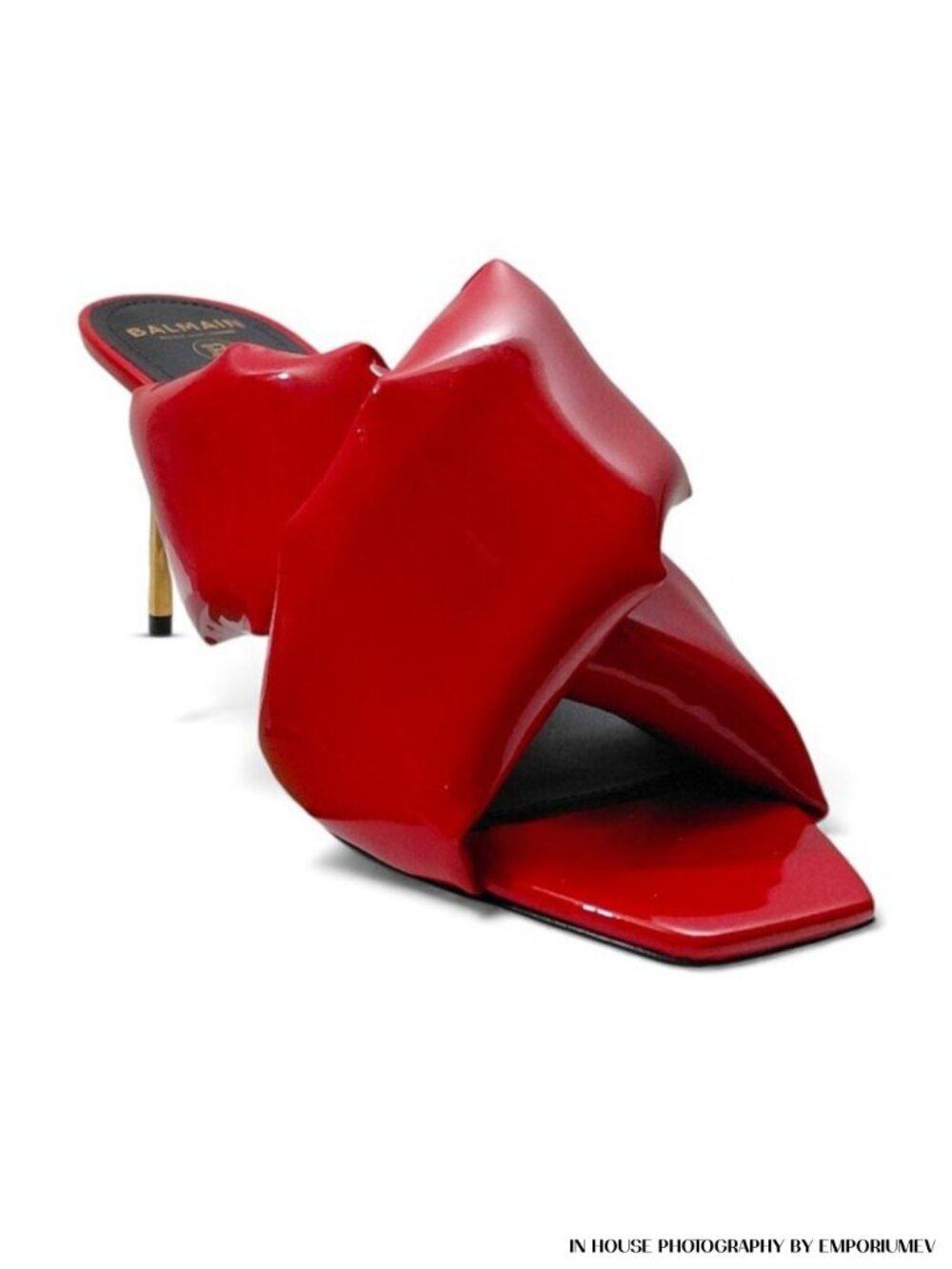 Balmain Uma Red Patent Leather 95MM Stiletto Womens Mules -US 7- (0566)